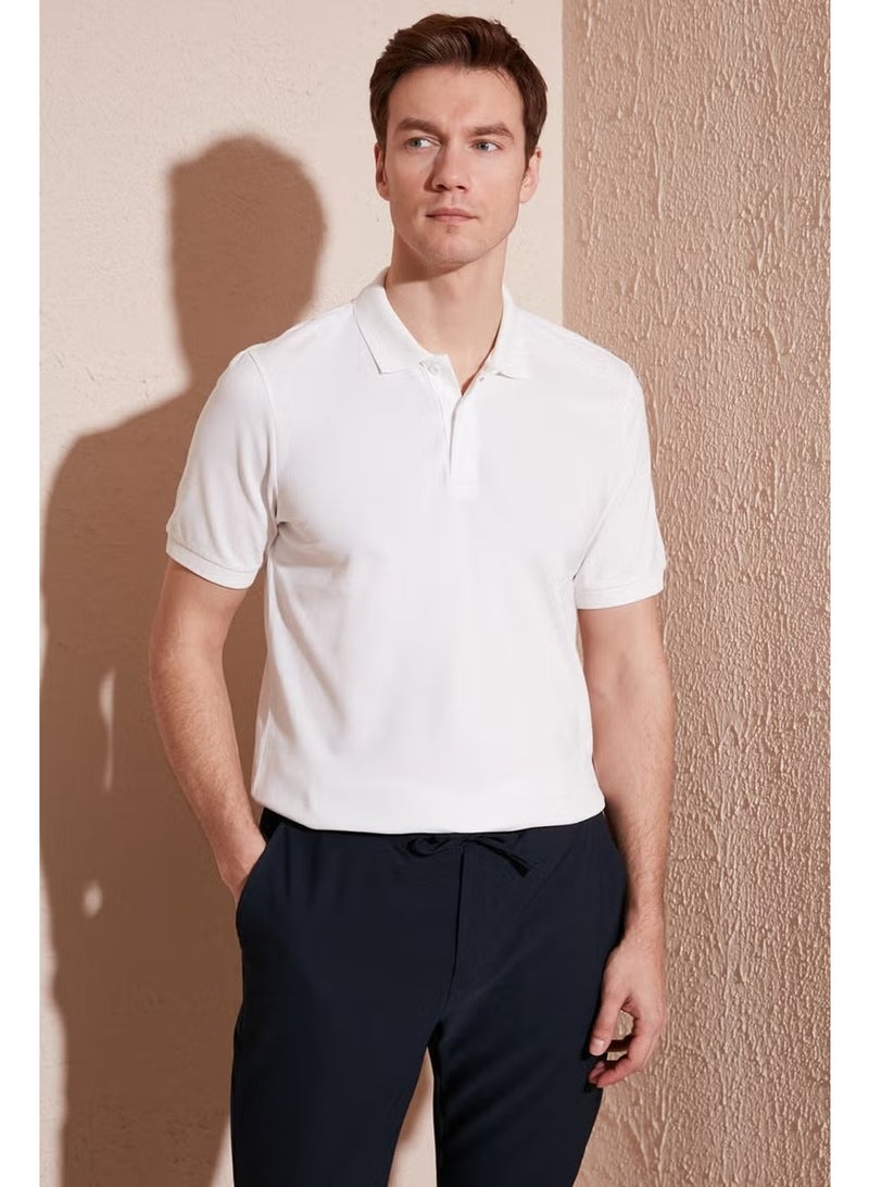 Buratti Cotton Regular Fit Buttoned Polo Collar T Shirt Men's Polo Collar T Shirt 5902739 - Image 2